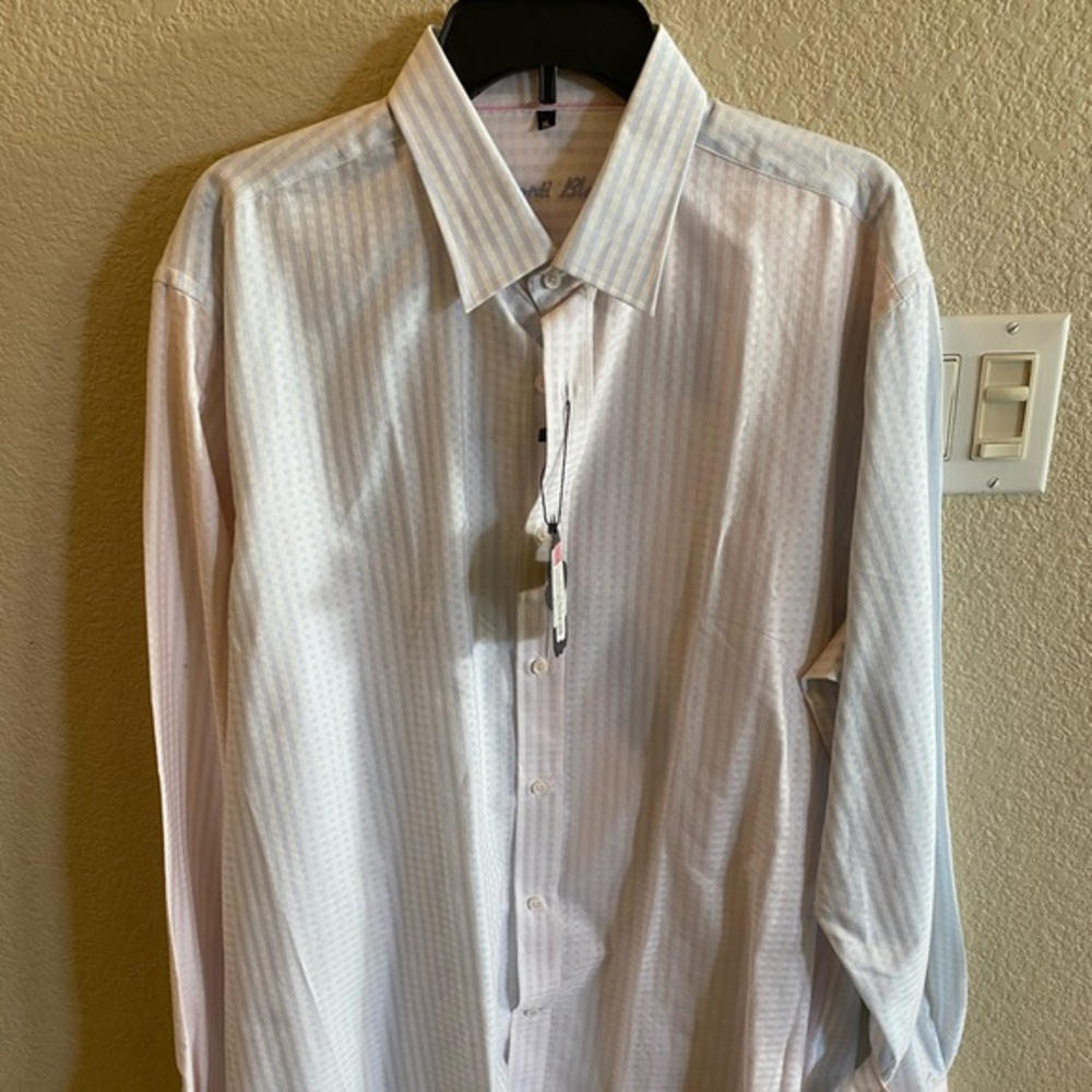 Visconti Black‎ Label Mens XL Button Up Shirt Mixed Pattern Blue Pink Stripe New